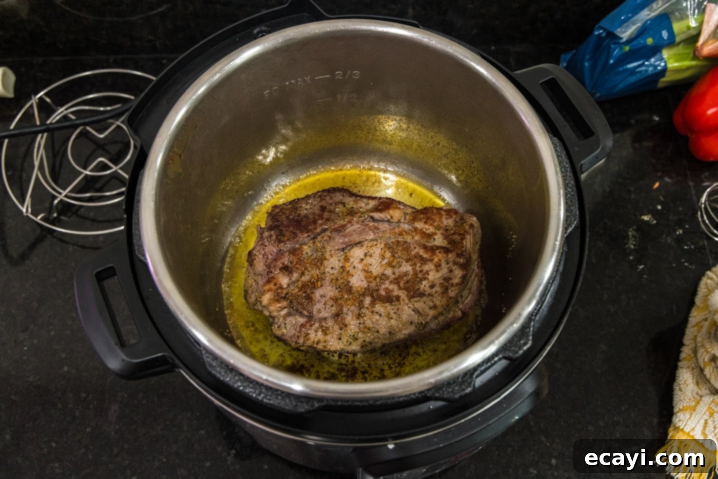 Effortless Instant Pot Roast Beef 7 browned roast in the instant pot