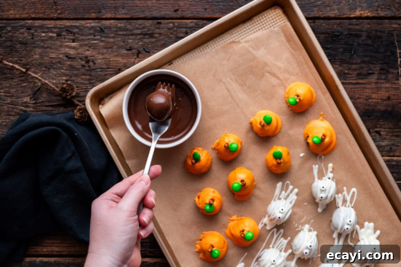 Wicked Oreo Wonders 10 Dipping Oreo truffle into chocolate for sprinkle Halloween truffles