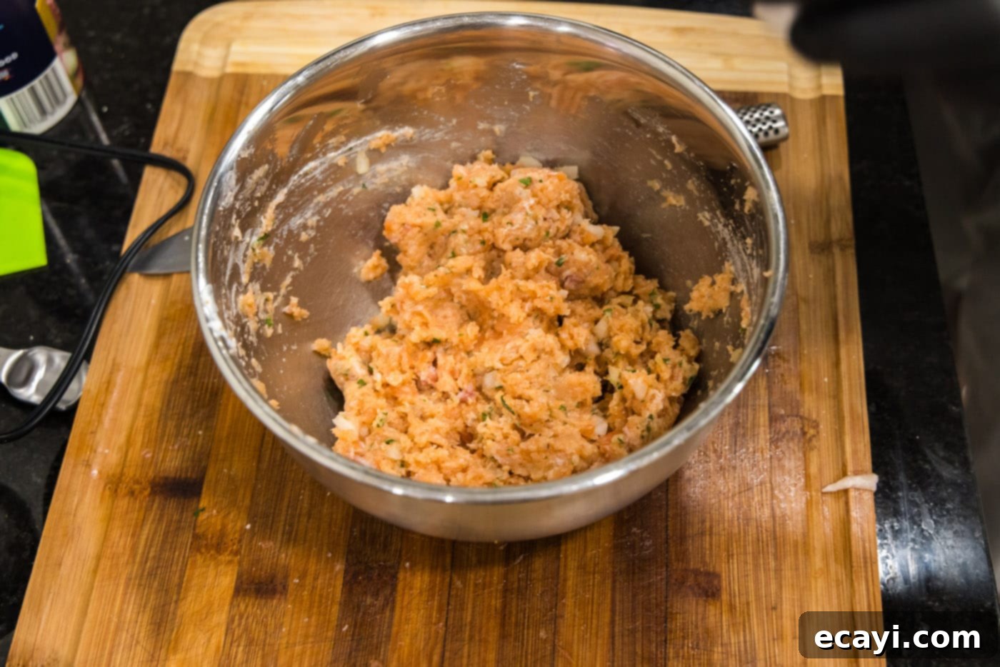Delicious Salmon Burgers 9 Four perfectly formed raw ground salmon patties