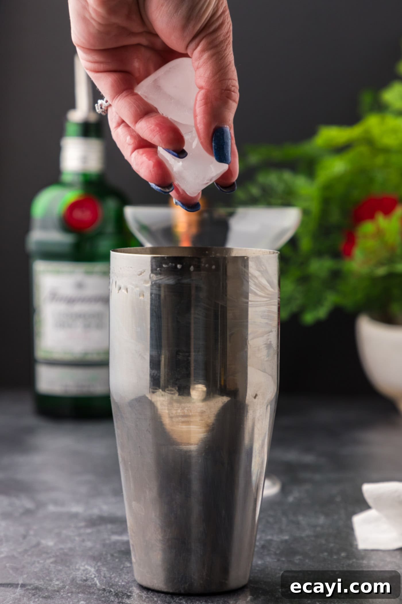 Moonlit Whisper 7 adding ice to cocktail shaker