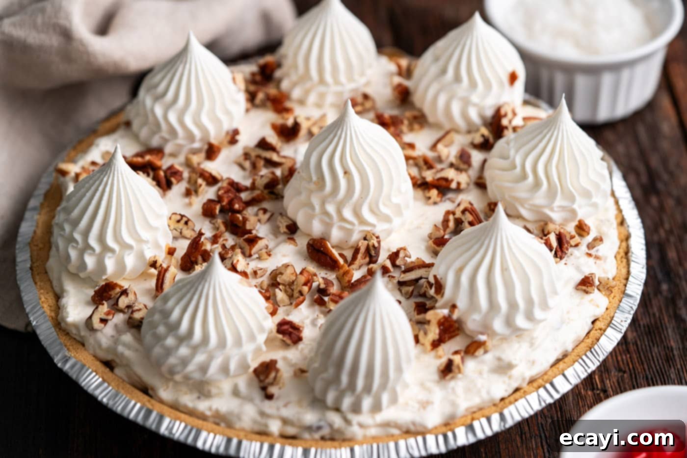 Decadent Dream Pie 11 piped cool whip rosettes on top of pie