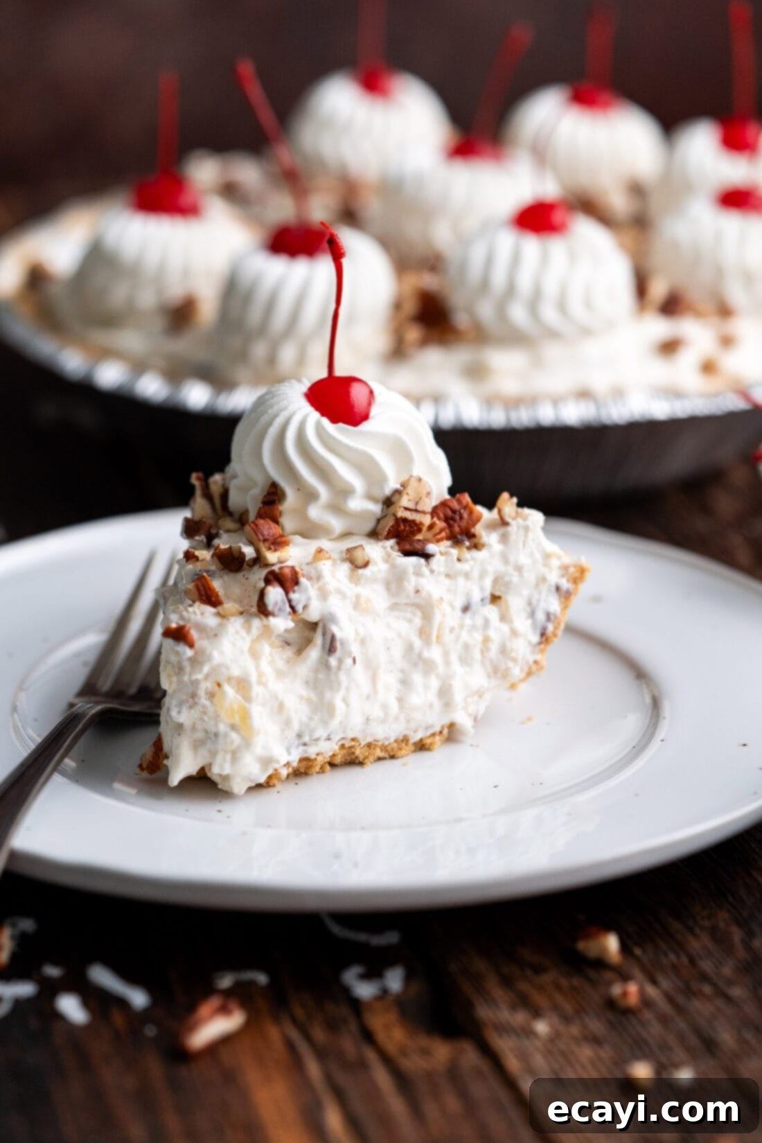 Decadent Dream Pie 13 Slice of Million Dollar Pie on a plate