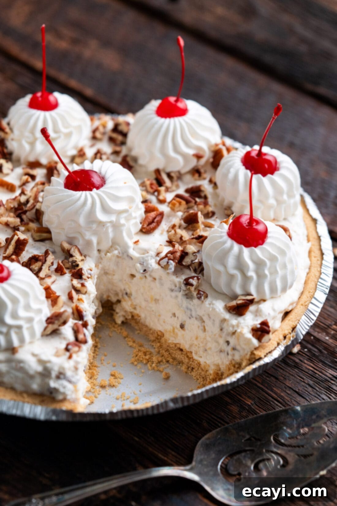 Decadent Dream Pie 3 Million Dollar Pie with a slice taken out