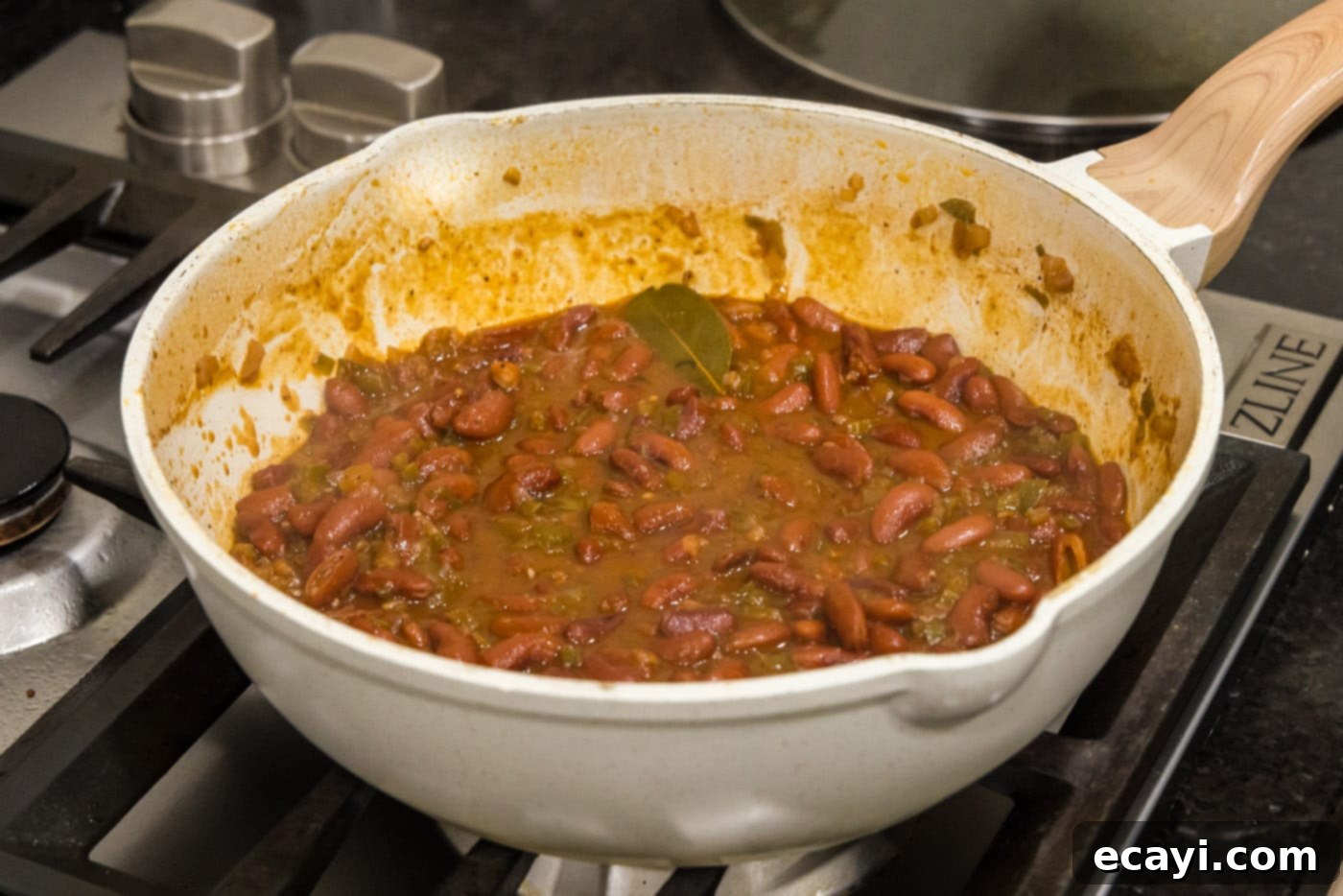 Hearty Louisiana Red Beans and Rice 12 cooked red beans mixture, tender and creamy after simmering