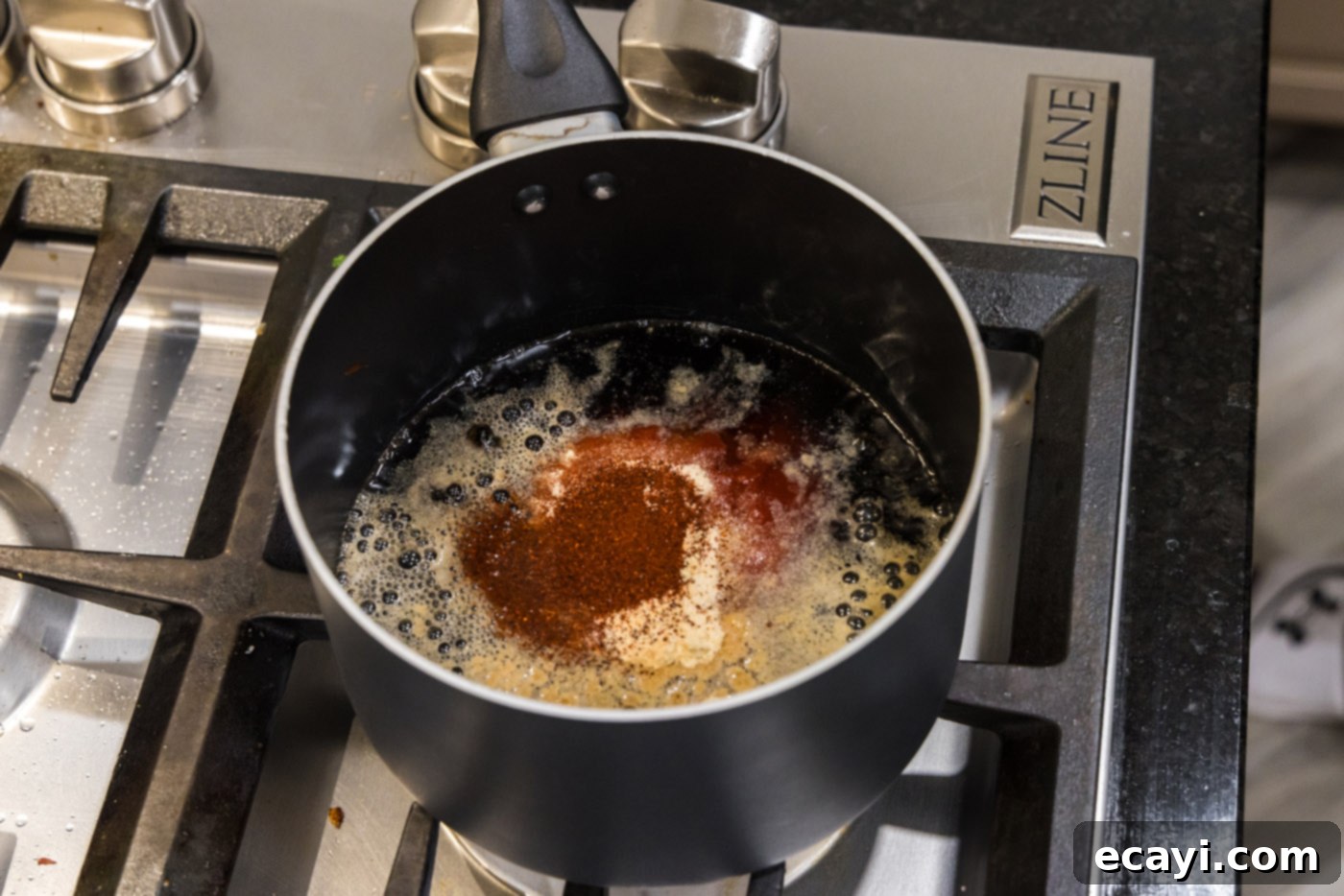 Dr Pepper Infused BBQ Sauce 6 dr pepper sauce in a saucepan