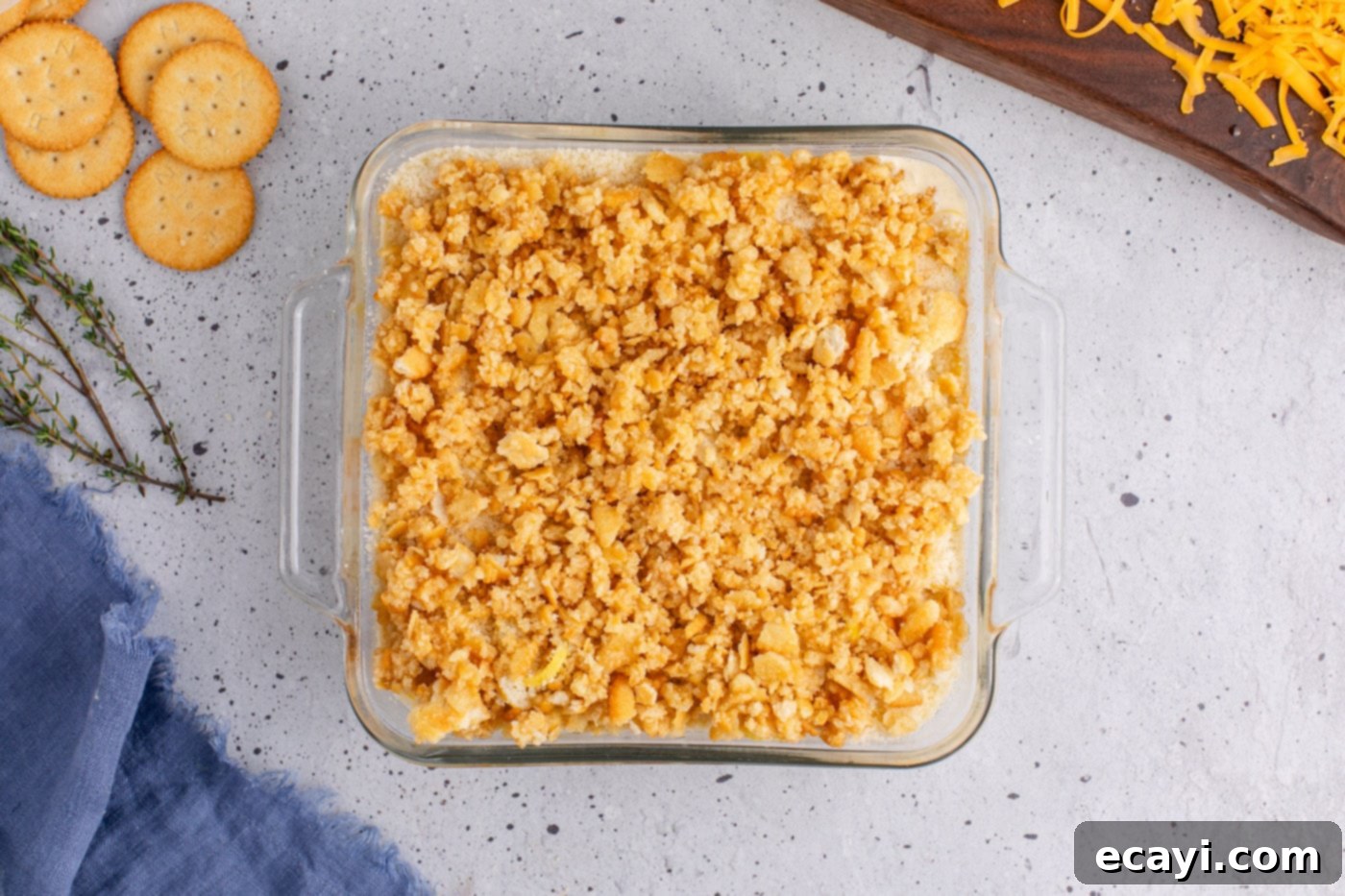 Golden Squash Bake 12 squash casserole topped with Ritz crackers