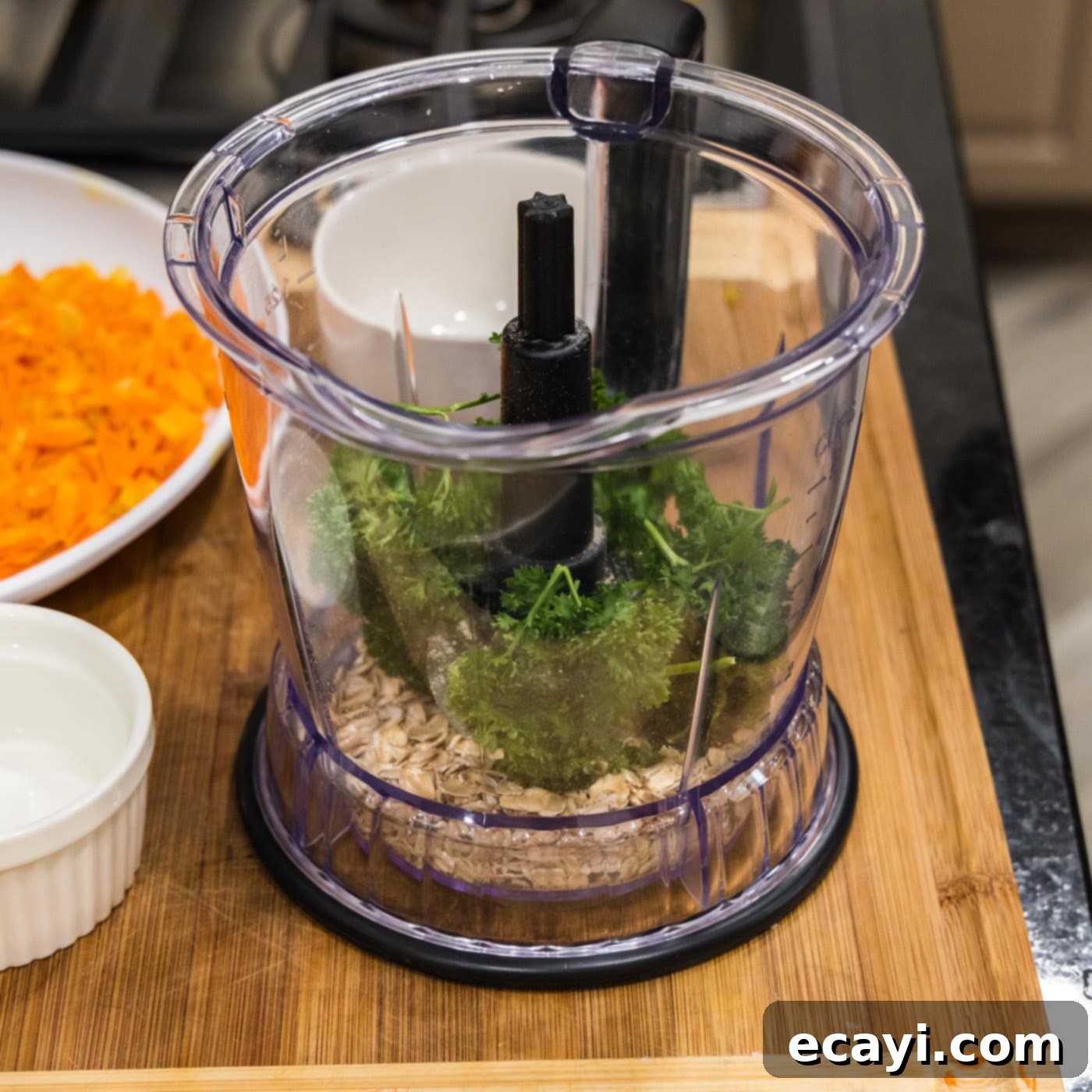 Hearty Lentil Meatballs 7 oats and parsley in a food processor