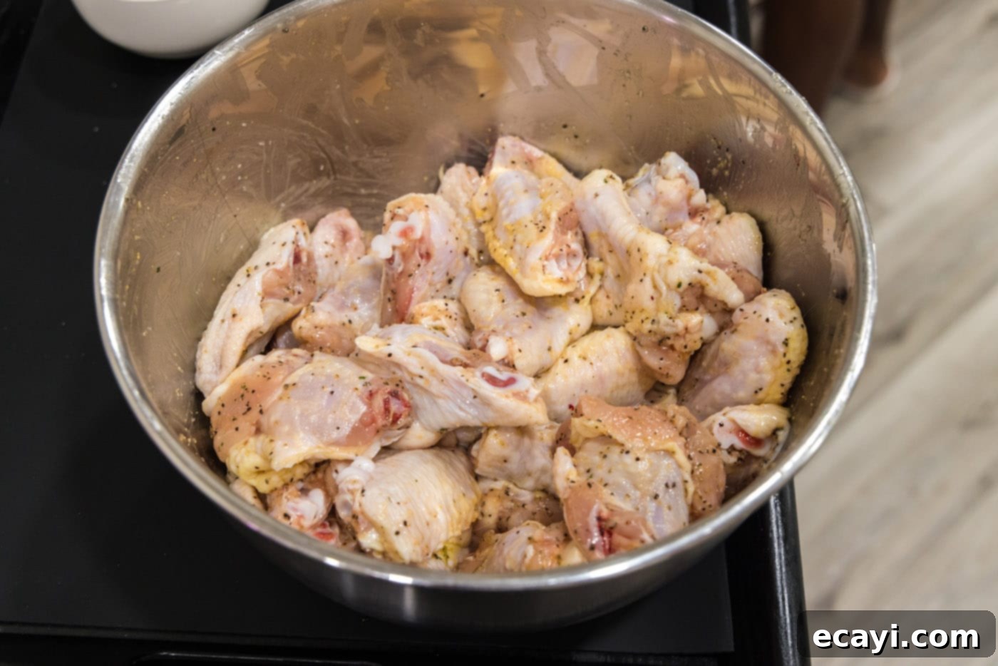 Sticky Honey Garlic Wings 5 chicken wings in a bowl