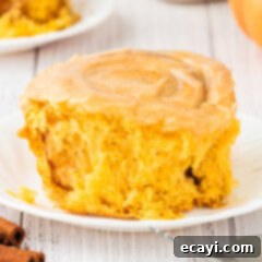 Golden Pumpkin Spiced Swirls 20 Close up photo of a Pumpkin Cinnamon Roll on a plate