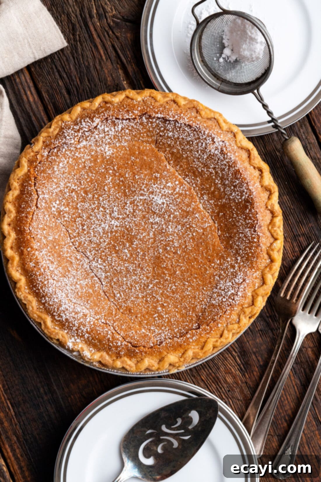 Sweet & Buttery Chess Pie 3 Overhead photo of a Chess Pie