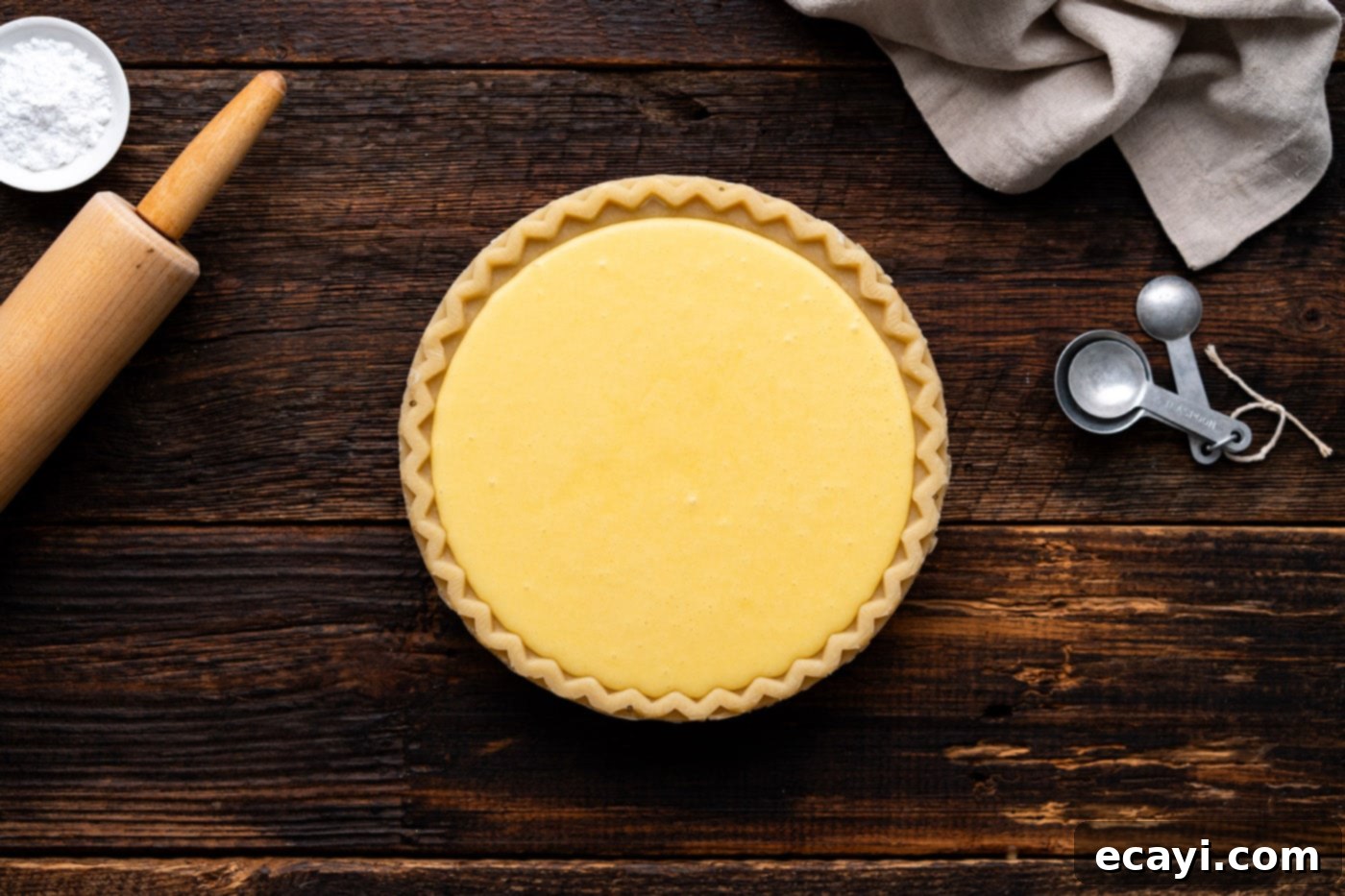 Sweet & Buttery Chess Pie 9 overhead of unbaked chess pie