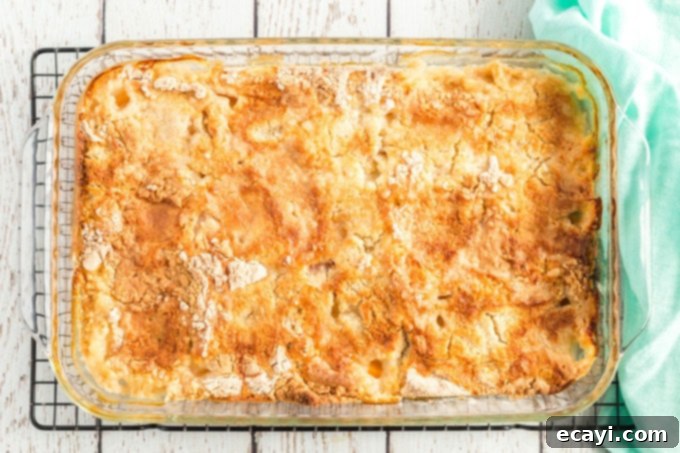 Effortless Peach Cobbler Bake 8 peach cobbler dump cake just out of oven
