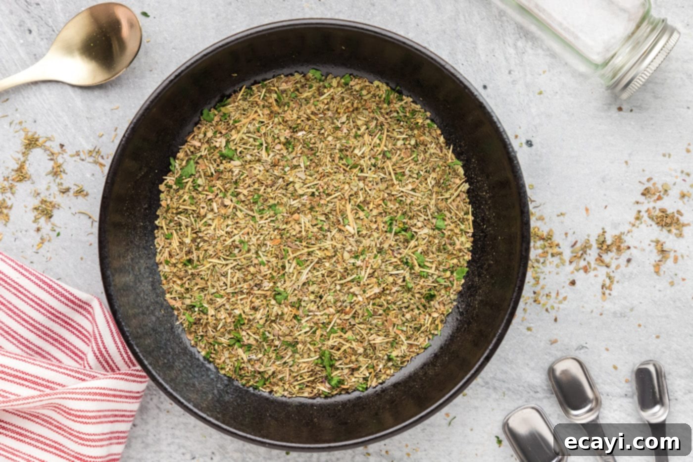 Classic Italian Herb Blend 6 homemade italian seasoning mix thoroughly combined in a mixing bowl