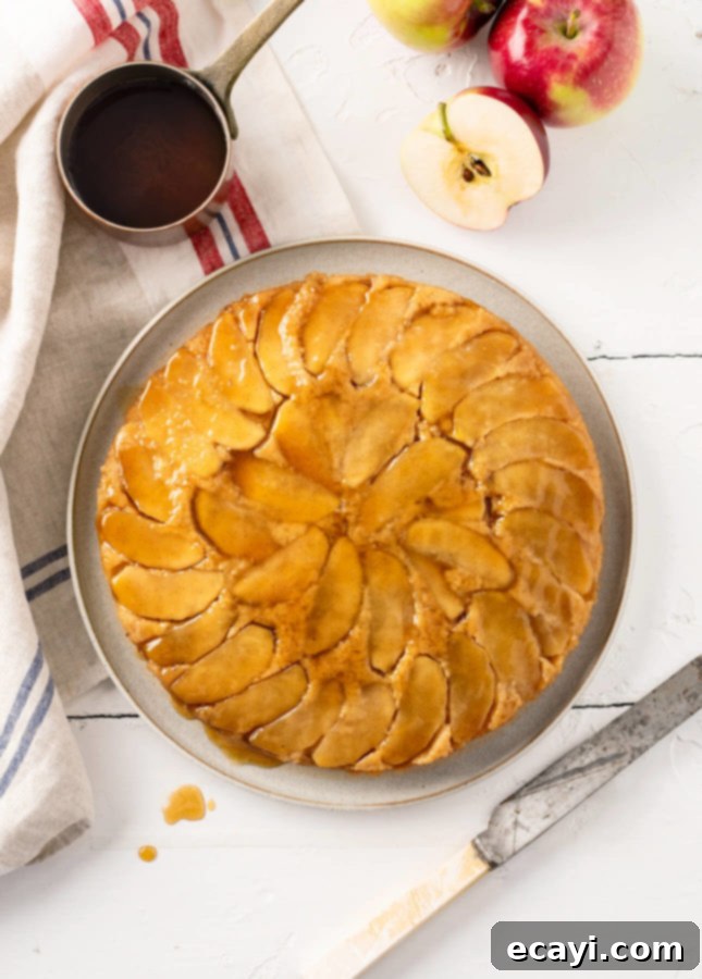 Sticky Maple Caramel Apple Tatin 2 Tatin Cake: Upside-Down Apple Cake with Maple Caramel Sauce. A perfect fall dessert.