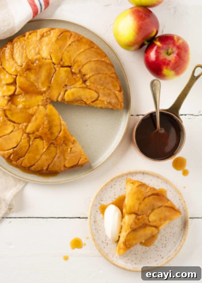 Sticky Maple Caramel Apple Tatin 5 Tatin Cake: Upside-Down Apple Cake with Maple Caramel Sauce. A delicious fall dessert recipe.