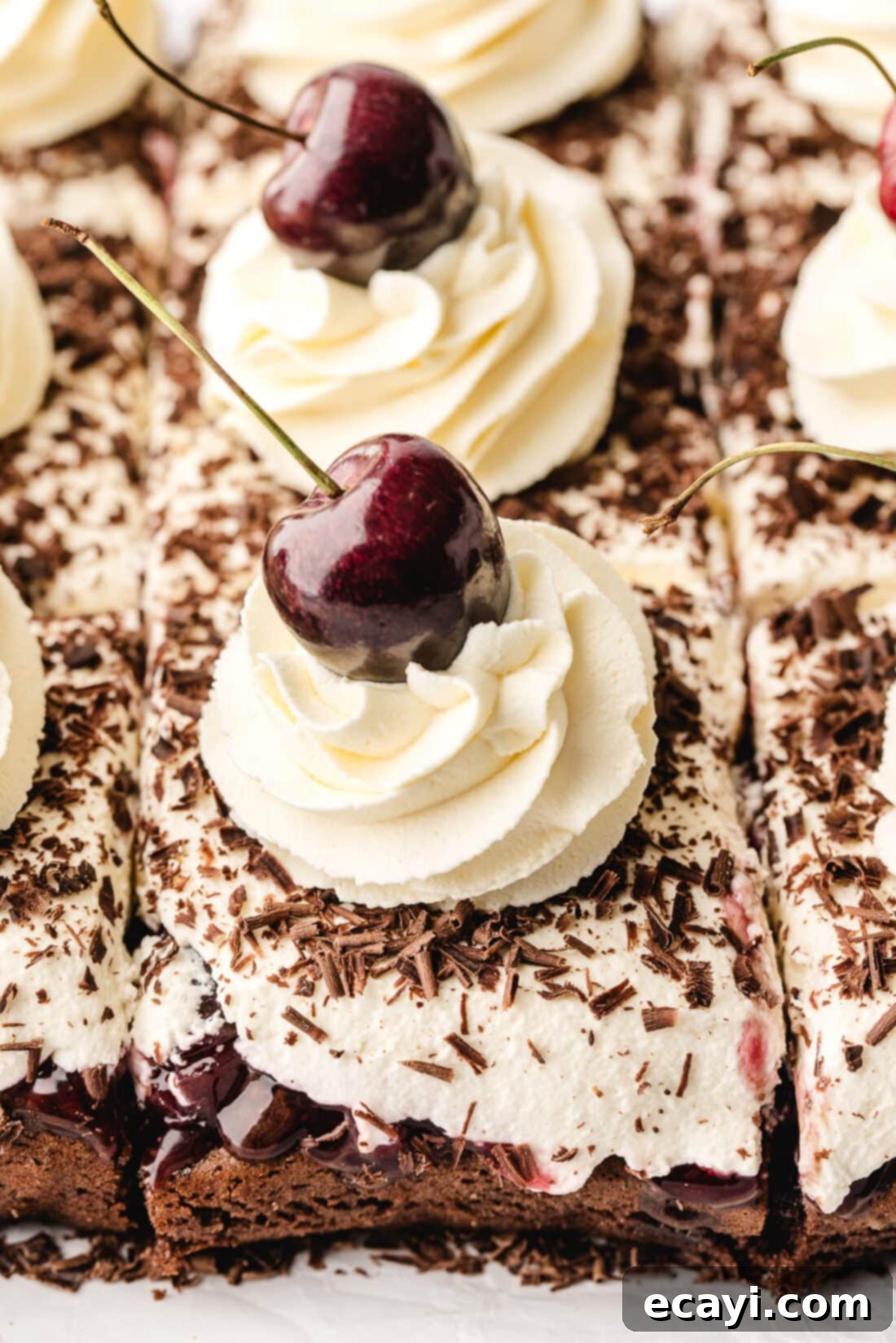 Decadent Black Forest Poke Cake 3 Black Forest Poke Cake cut into squares
