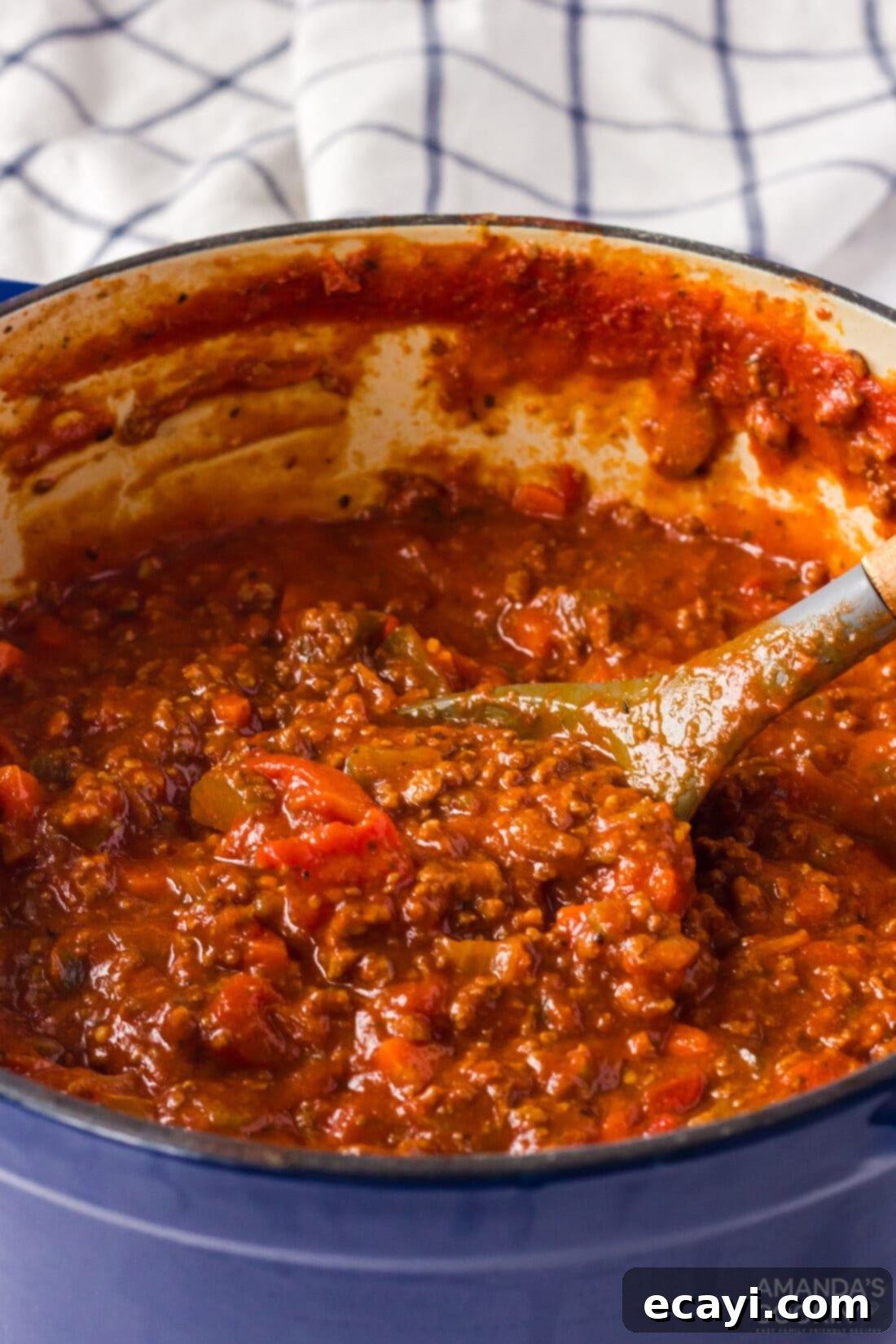 Hearty Bolognese Ragù 2 A simmering pot of homemade Bolognese sauce, rich with meat and vegetables, ready to be served over pasta.