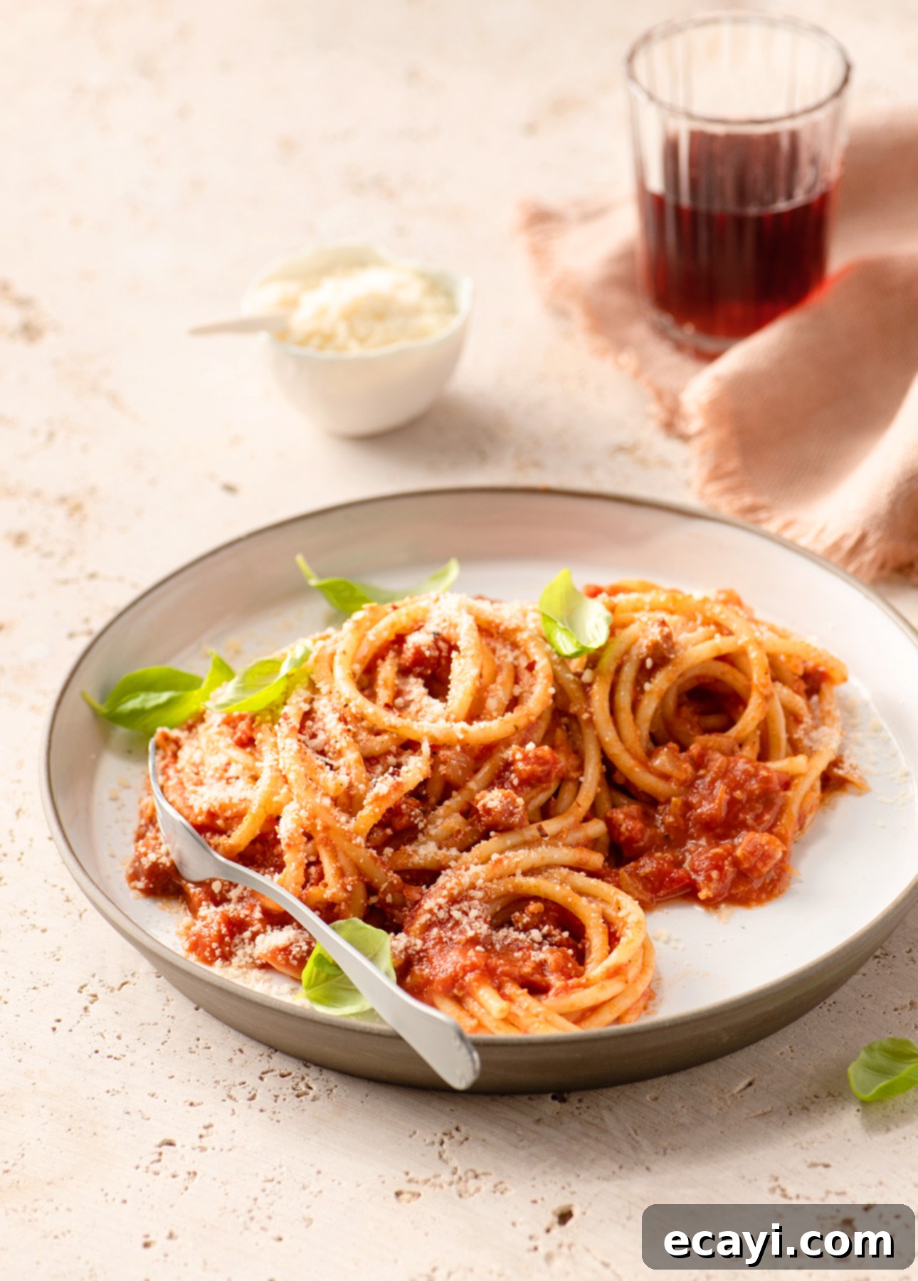 Amatriciana Style Bucatini 5 Bucatini All'Amatriciana, a classic Roman pasta dish // FoodNouveau.com
