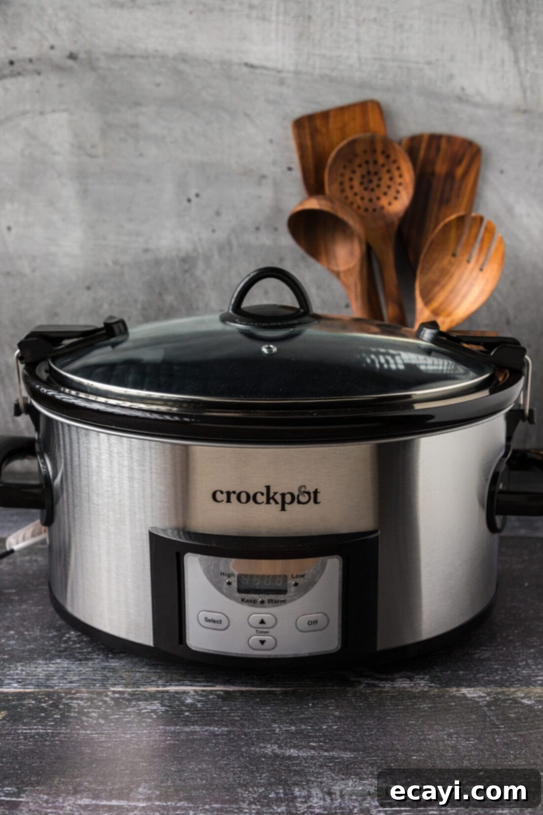 Unlocking Your Slow Cooker 2 A top-down view of a modern slow cooker, showcasing its sleek design and inviting potential for easy, delicious meals, ready to transform any kitchen routine.