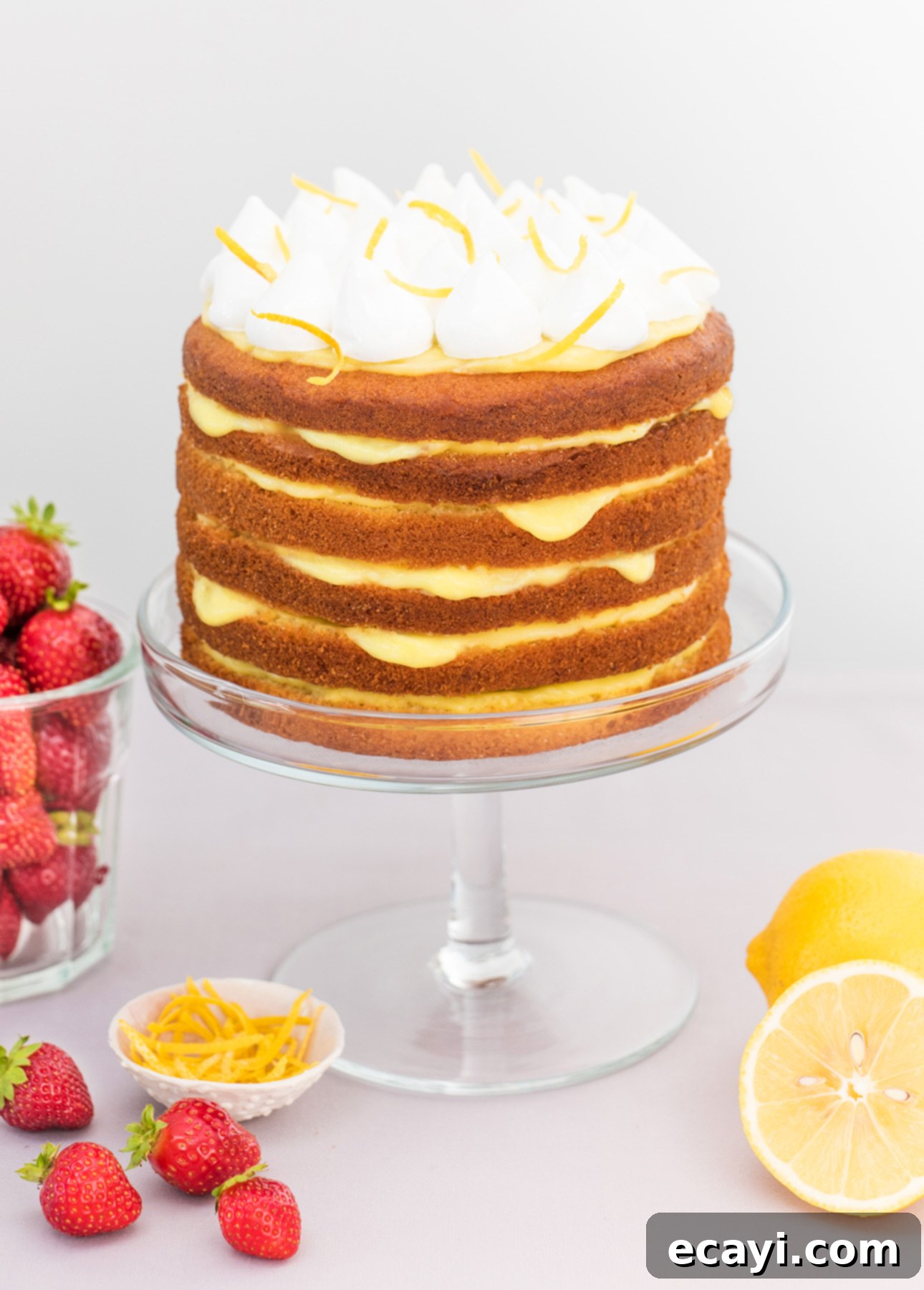 Zingy Butterless Lemon Curd 7 Layered cake with lemon curd as a filling // FoodNouveau.com