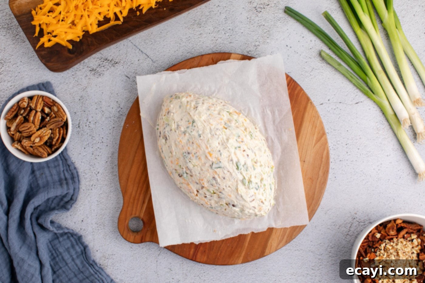 Touchdown Cheese Ball 12 cheese ball shaped like a football