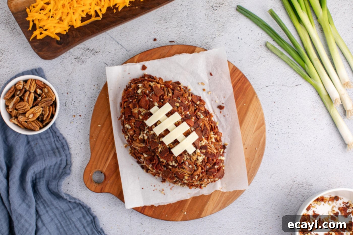 Touchdown Cheese Ball 15 overhead of football cheese ball