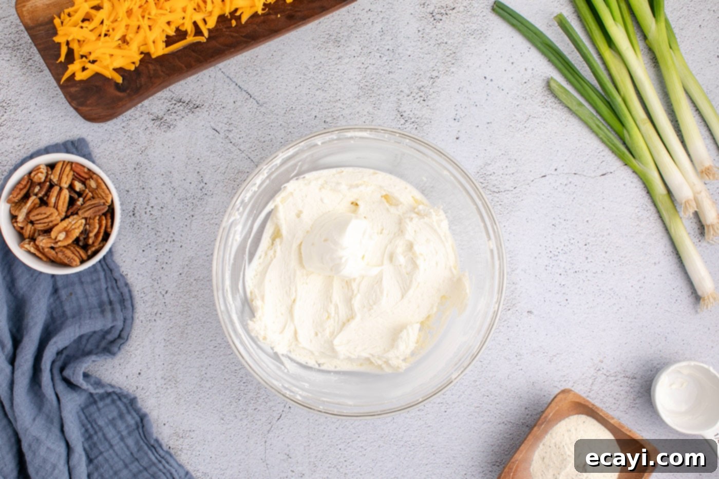 Touchdown Cheese Ball 8 adding sour cream to cream cheese