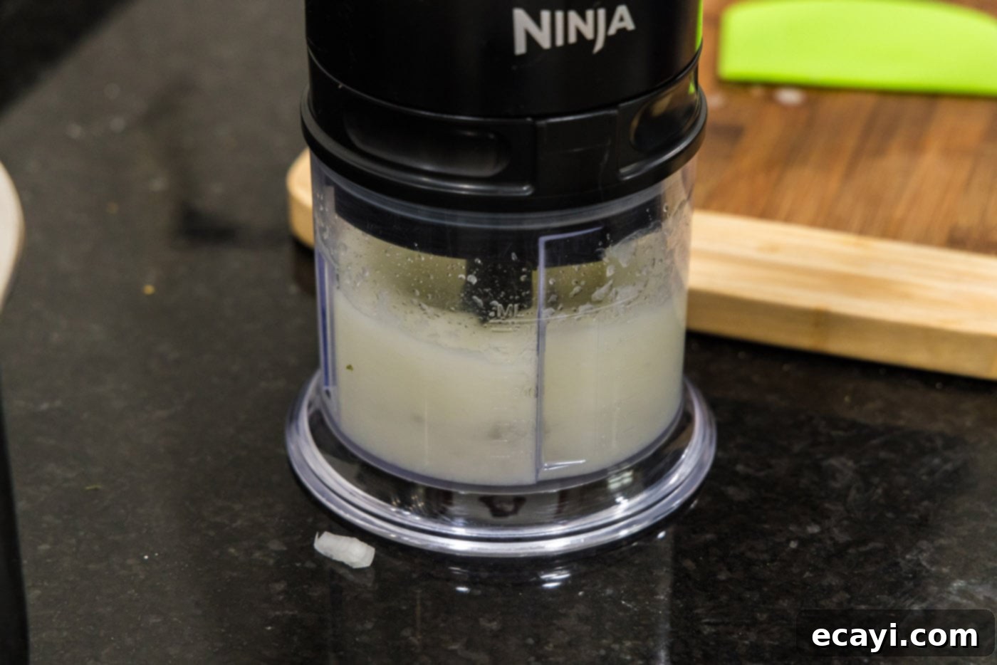 Smoky BBQ Chicken Sandwich 6 Finely minced onion in a food processor, ready for the Instant Pot.