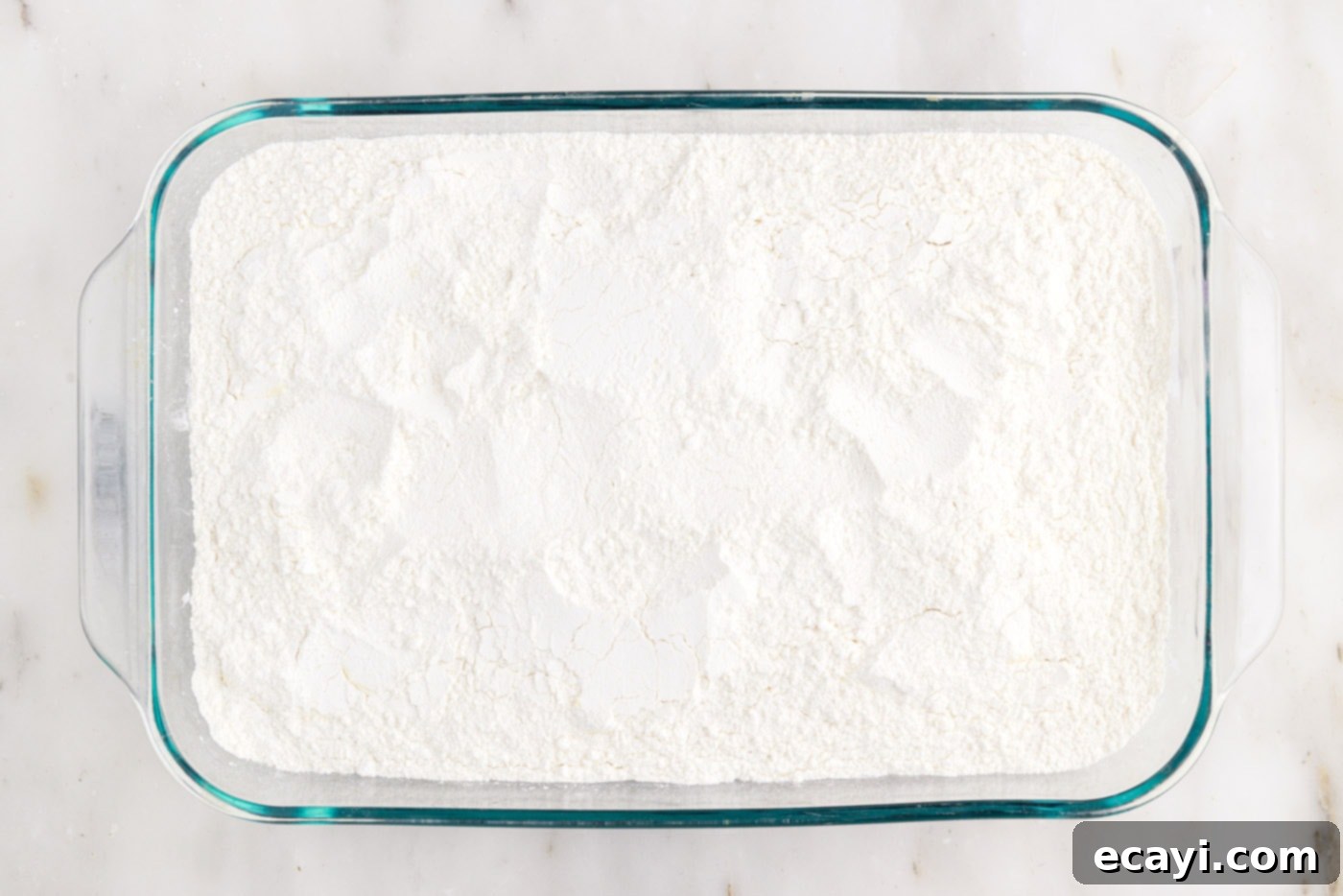 Effortless Blueberry Delight 5 cake mix in a baking dish