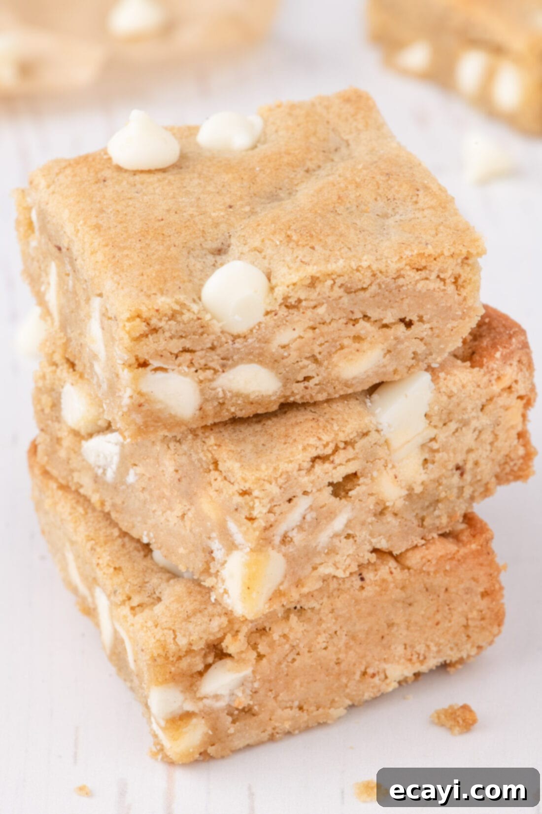Chewy Blondie Bars 13 Blondies stacked on top of each other