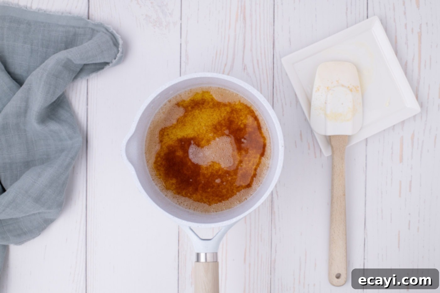 Chewy Blondie Bars 5 browned butter in a saucepan