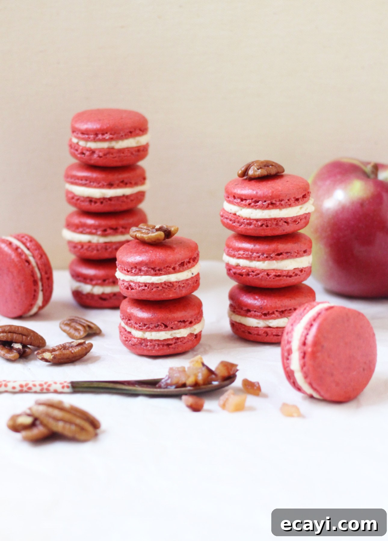 Artisan Spiced Apple Pecan French Macarons 2 Spiced Apple & Pecan Macarons // FoodNouveau.com