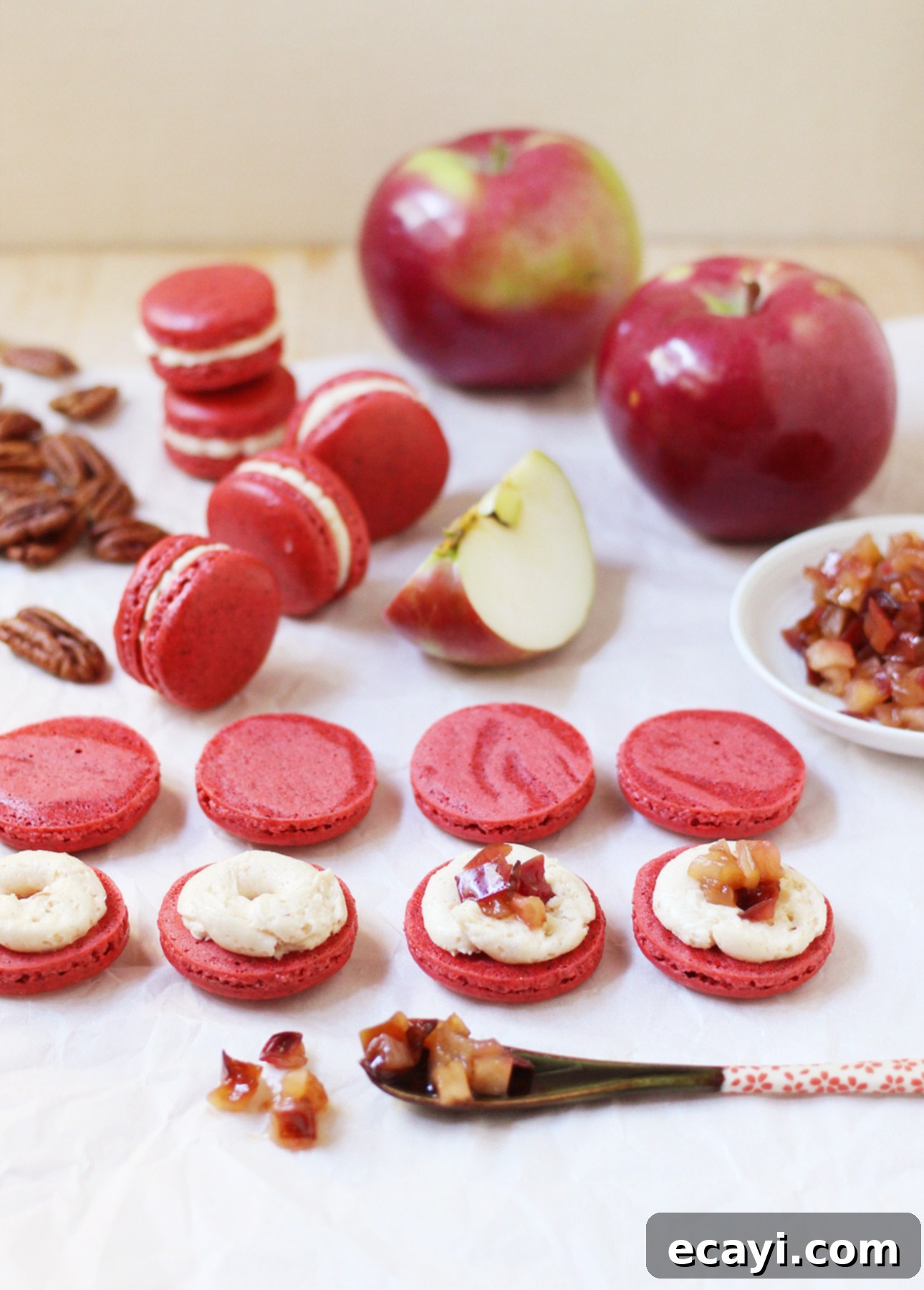 Artisan Spiced Apple Pecan French Macarons 5 Spiced Apple & Pecan Macarons // FoodNouveau.com
