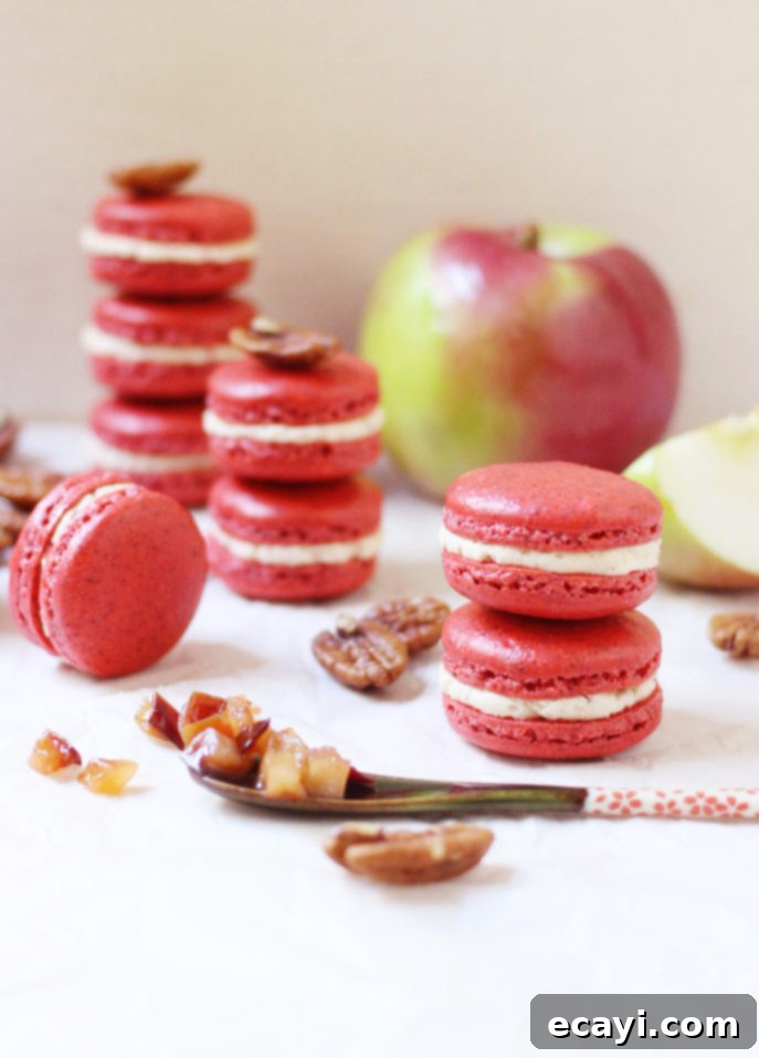 Artisan Spiced Apple Pecan French Macarons 6 Spiced Apple & Pecan Macarons // FoodNouveau.com