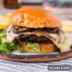 Mushroom Burger 17 Close up photo of a Mushroom Burger on a plate