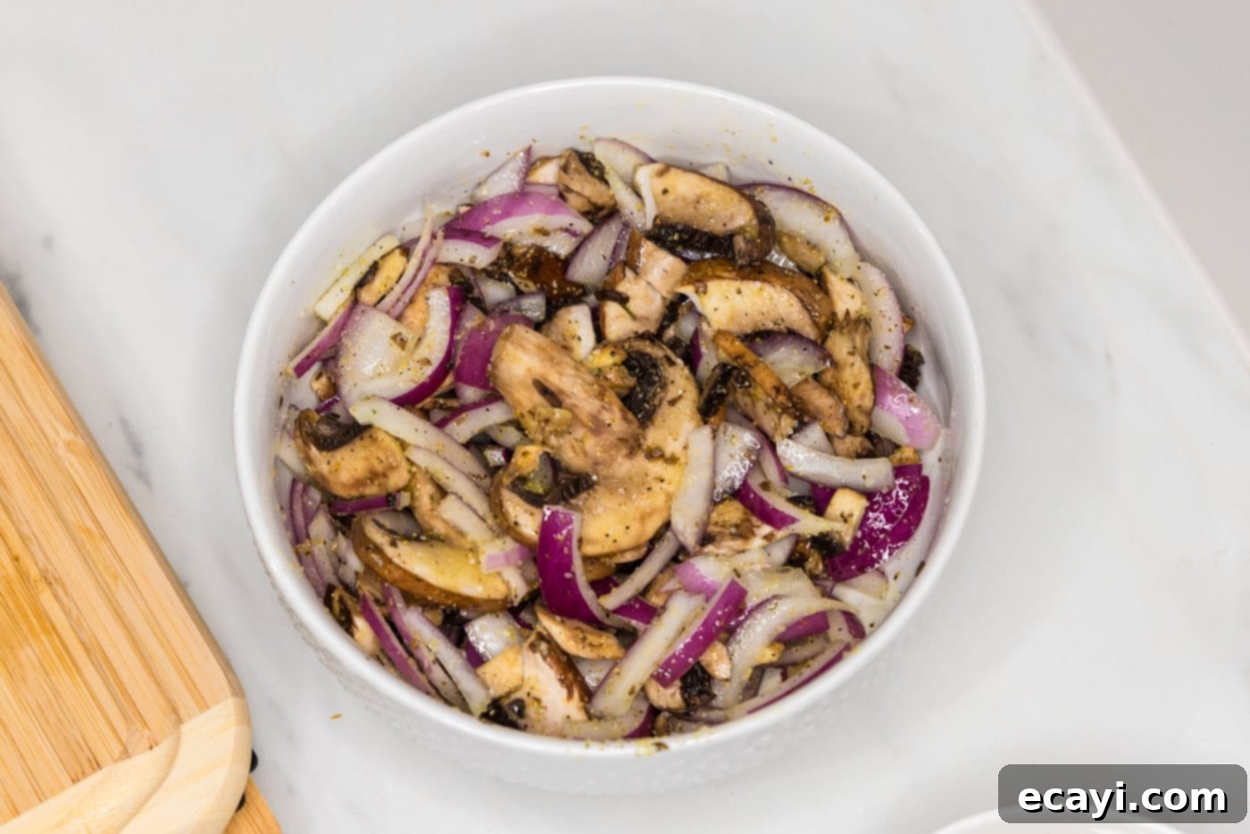 Mushroom Burger 9 sliced mushrooms and red onion tossed with olive oil