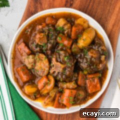 Instant Pot Fall-Off-The-Bone Oxtail 12 Overhead photo of a plate of Instant Pot Oxtail