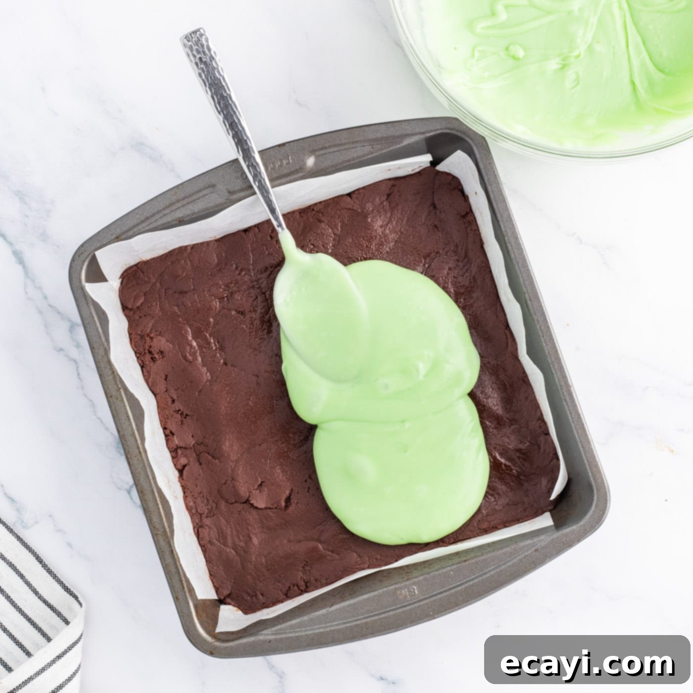 Irresistible Andes Mint Fudge 9 spread mint fudge mixture over chocolate fudge