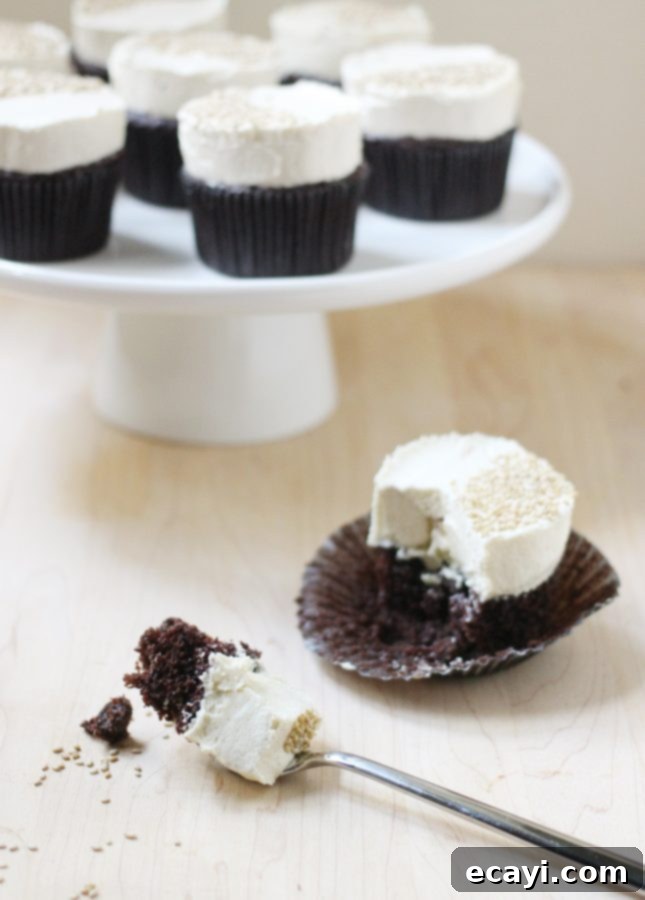 Decadent Dark Chocolate Tahini Cupcakes 9 Arrangement of Dark Chocolate Cupcakes with Tahini Buttercream on a serving tray