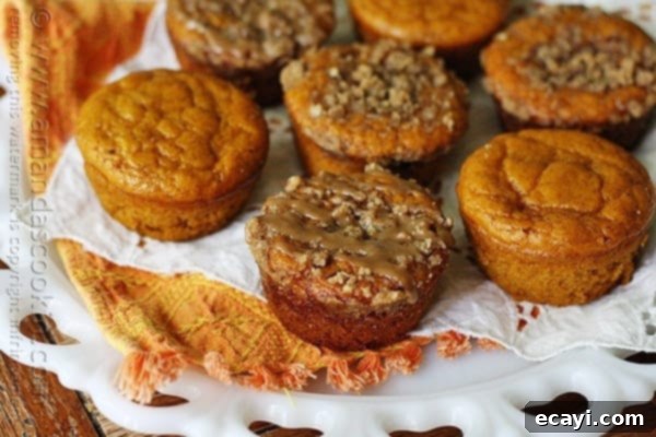 Cozy Pumpkin Mini Cakes with Cinnamon Streusel 2 A close up photo of pumpkin mini cakes with cinnamon streusel topping.
