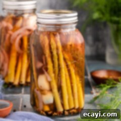 Tangy Asparagus Spears 7 Pickled Asparagus in a mason jar