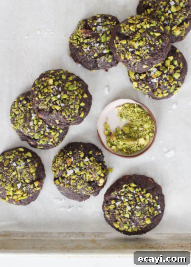 Decadent Triple Chocolate Pistachio Delights 4 Triple Chocolate and Pistachio Cookies // FoodNouveau.com