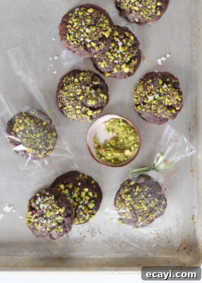 Decadent Triple Chocolate Pistachio Delights 5 Triple Chocolate and Pistachio Cookies // FoodNouveau.com