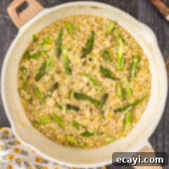 Velvet Asparagus Risotto 16 Asparagus Risotto in a skillet
