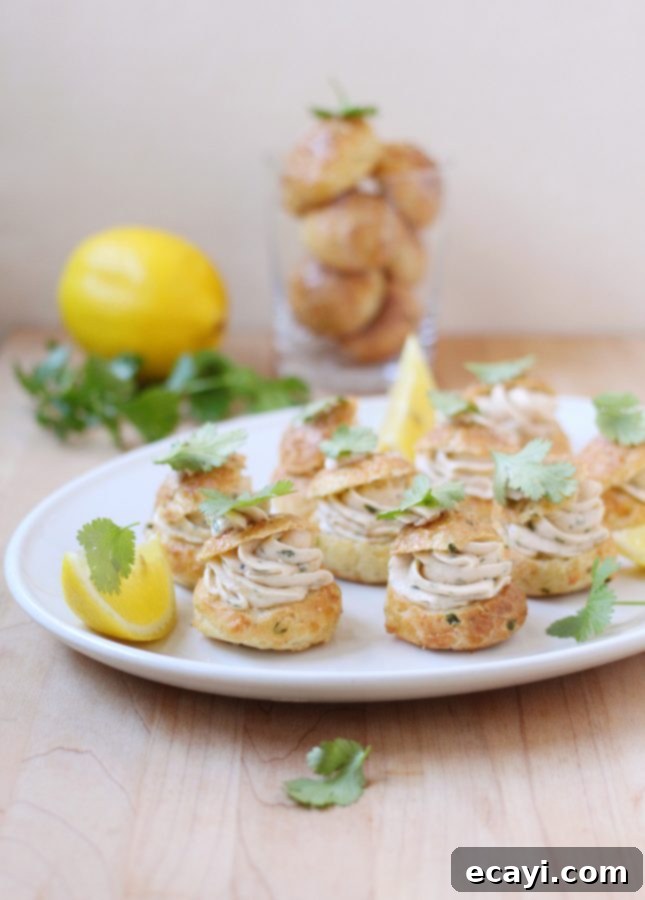 Golden Parmesan Puffs with Silky Smoked Salmon Mousse 2 Parmesan Cheese Puffs with Smoked Salmon Mousse // FoodNouveau.com