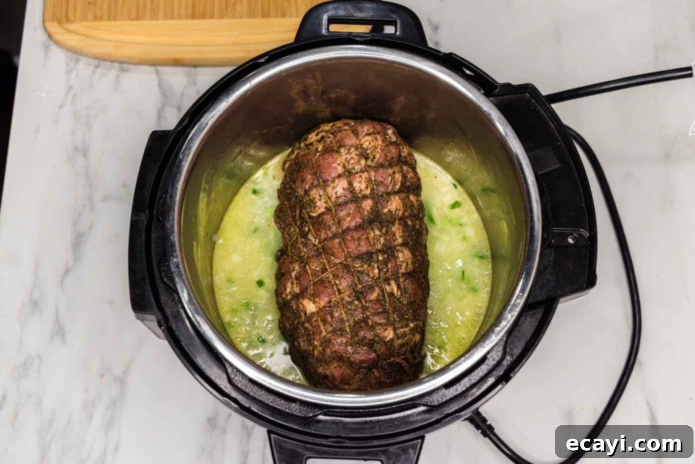 Crispy Instant Pot Carnitas 11 seasoned pork roast in instant pot