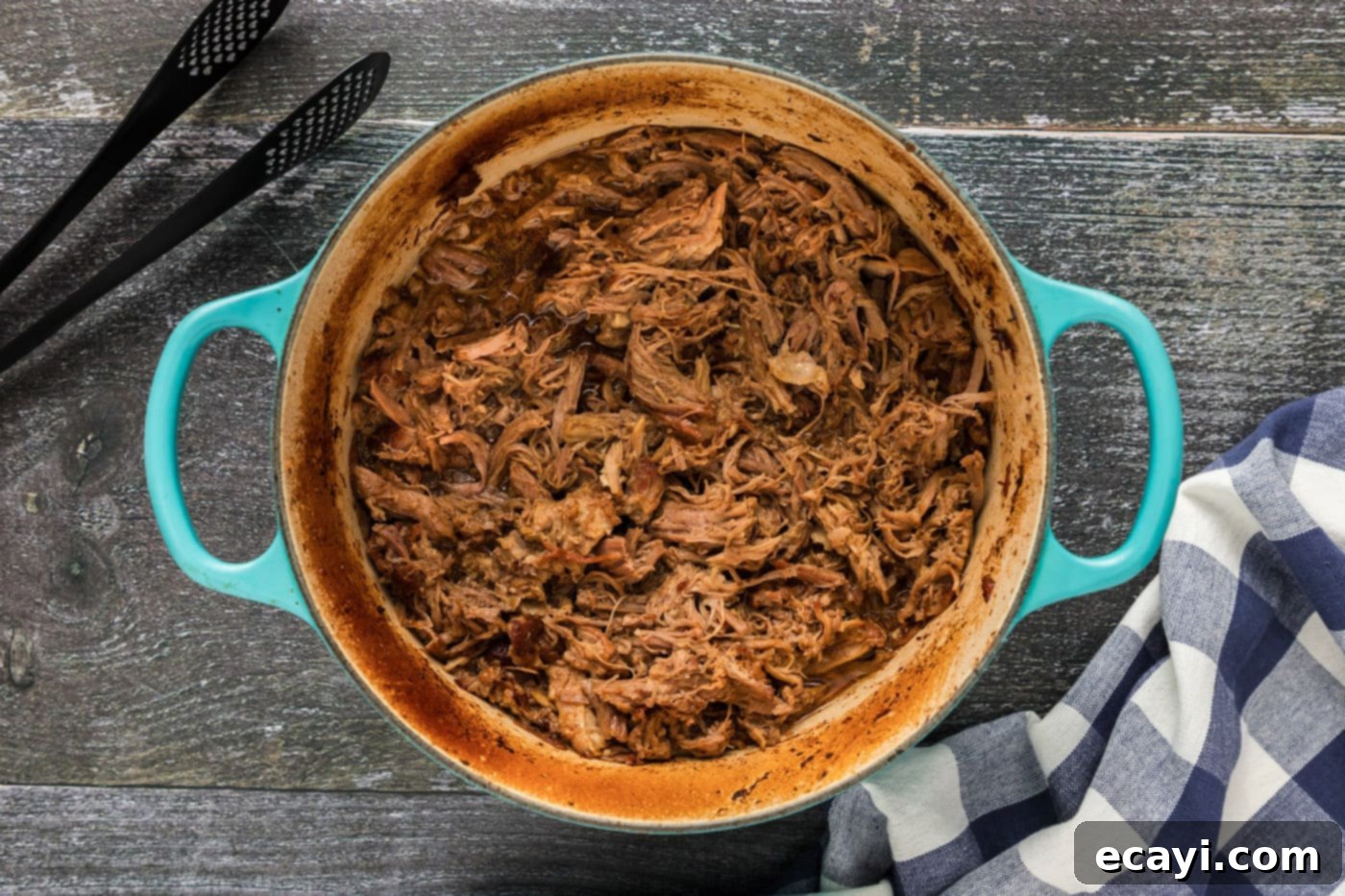 Epic Pulled Pork Tacos 5 pulled pork in a dutch oven