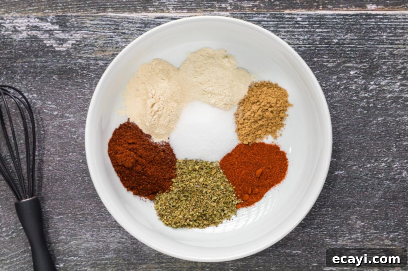 Fiesta Spice Blend 5 mexican seasoning spices in a mixing bowl