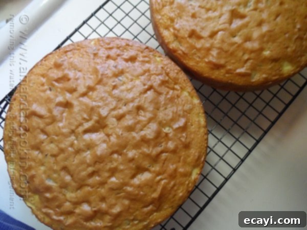 Classic Merryfield Apple Cake 11 Two golden-brown Merryfield apple cakes cooling on a wire rack, having just been removed from the oven.