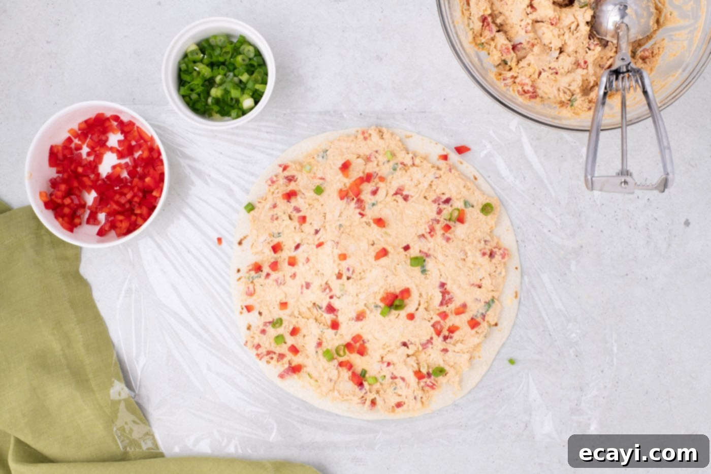 Southwest Swirls 11 red bell pepper sprinkled over mexican pinwheels